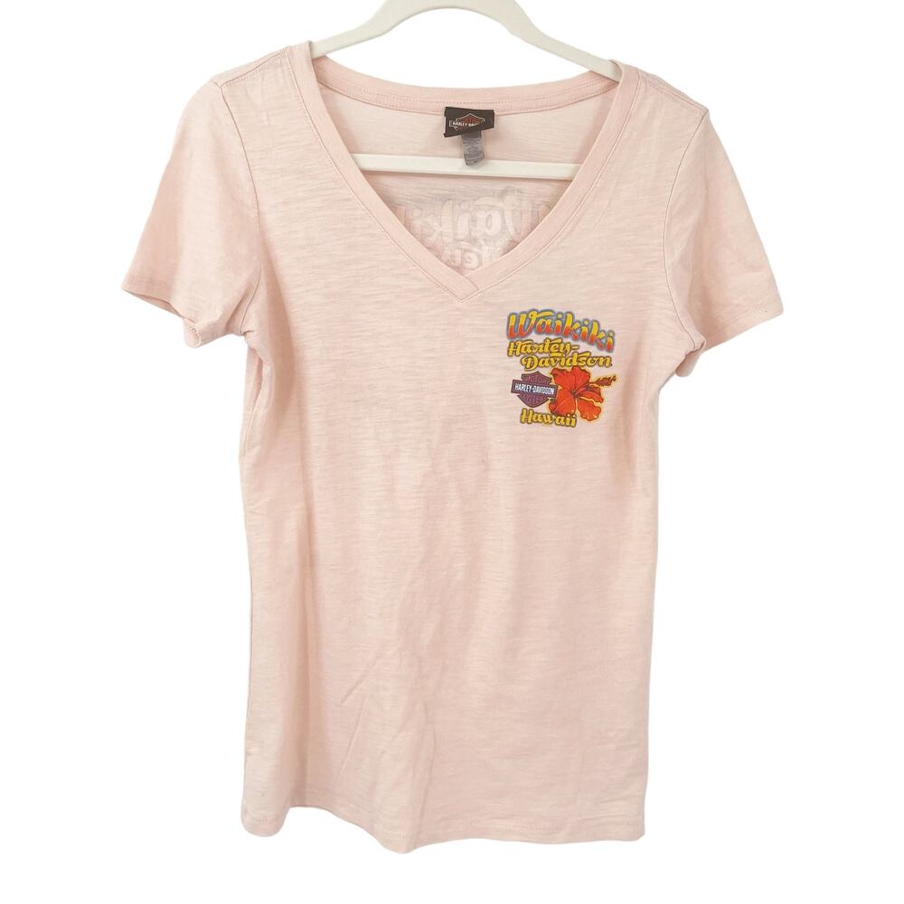 Harley Davidson Motorcycles Womens Waikiki Hawaii Graphic Print T Shirt Size M